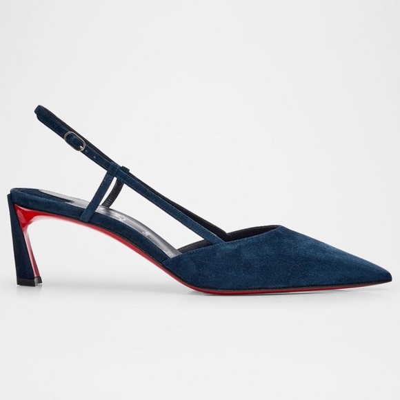 Christian Louboutin Shoes - Christian Louboutin Condoroline 55 Marine Blue Slingback Strap Low Heel Pump 38